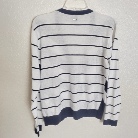 NWT Armani Exchange Navy Blue White Striped Cardigan Sweater SZ M - Picture 7 of 8